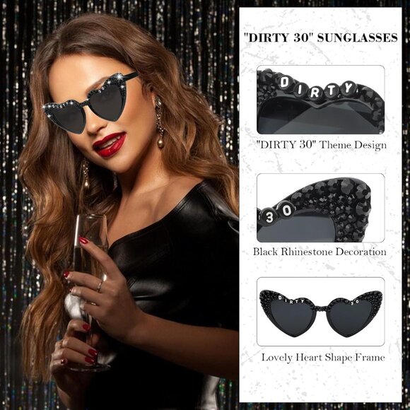 Dirty Thirty Birthday Sash & Sunglasses Set for Women 30th Party Decorations - Picture 3 of 7